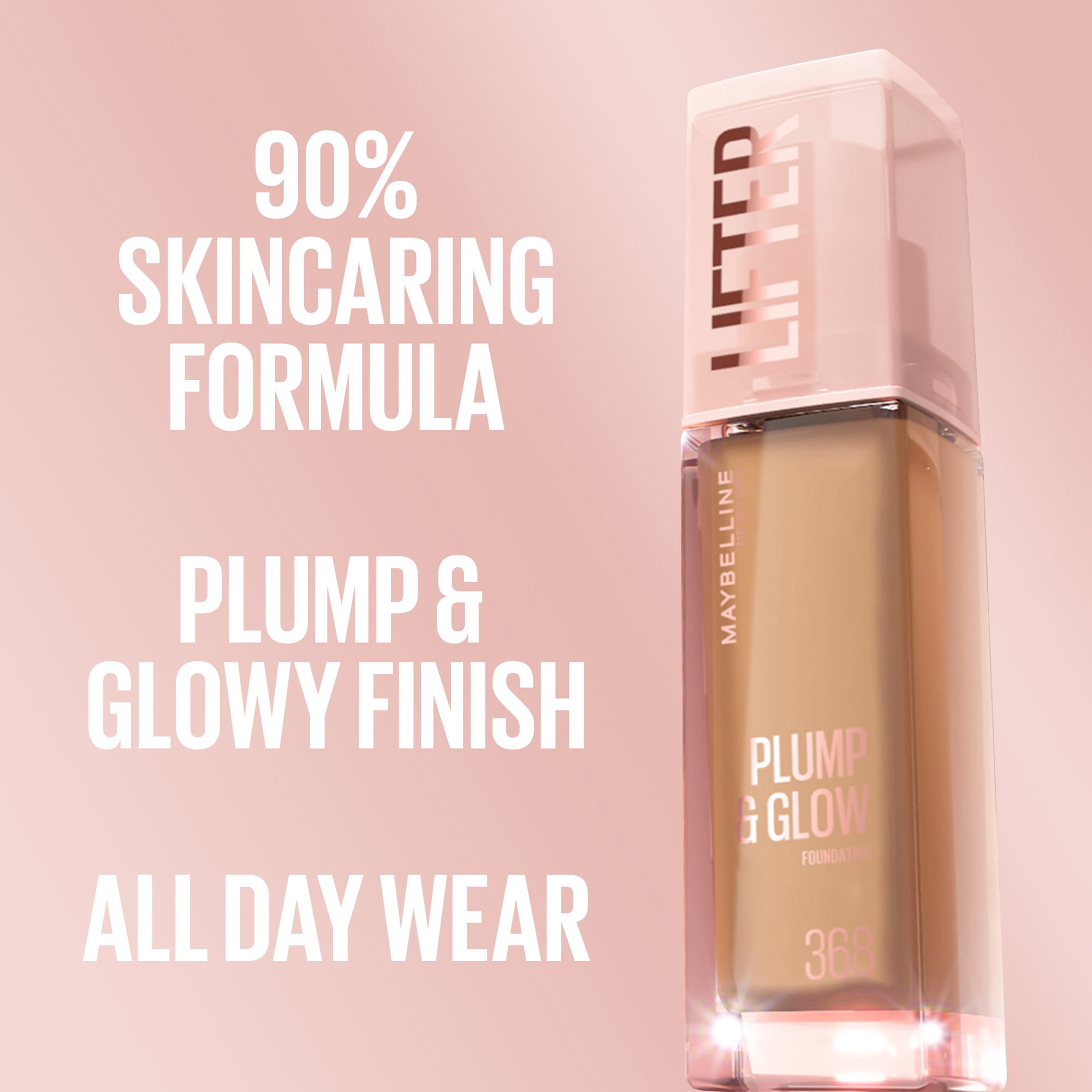 Maybelline New York Lifter Plump & Glow Fond de Teint Soin pour la Peau, Fini Lumineux