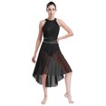 thumbnail image 2 of RUNQHUI Costume de Danse Lyrique pour Femmes Robe Haute-Basse avec Strass Jupe de Danse Moderne Justaucorps Noir TTG, 2 of 7