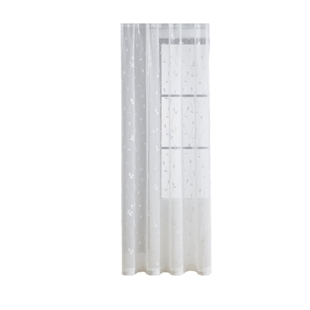 Ohufall Large Size Translucent Leaf Embroidered Decorative Curtains For Double Bedroom Living Room Home Window Treatments