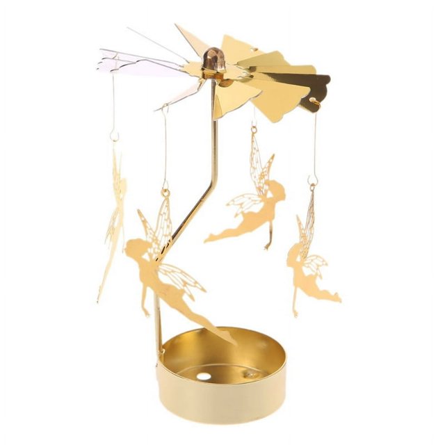 HLONK Rotating Spinning Carousel Tea Light Candle Holder Home Dinner Wedding Bar Party