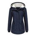 thumbnail image 1 of Innerwin Manteau à Capuche pour Femmes, Veste à Manches Longues avec Cordon de Serrage, Bleu Foncé L, 1 of 3