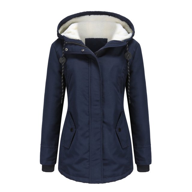 Innerwin Manteau à Capuche pour Femmes, Veste à Manches Longues avec Cordon de Serrage, Bleu Foncé L