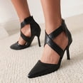 thumbnail image 1 of Mikilon Chaussures pour Femmes Été Brides Croisées Talons Hauts Décontractées Fermeture Éclair Sandales à Bout Pointu Stilettos Serpent, 1 of 4