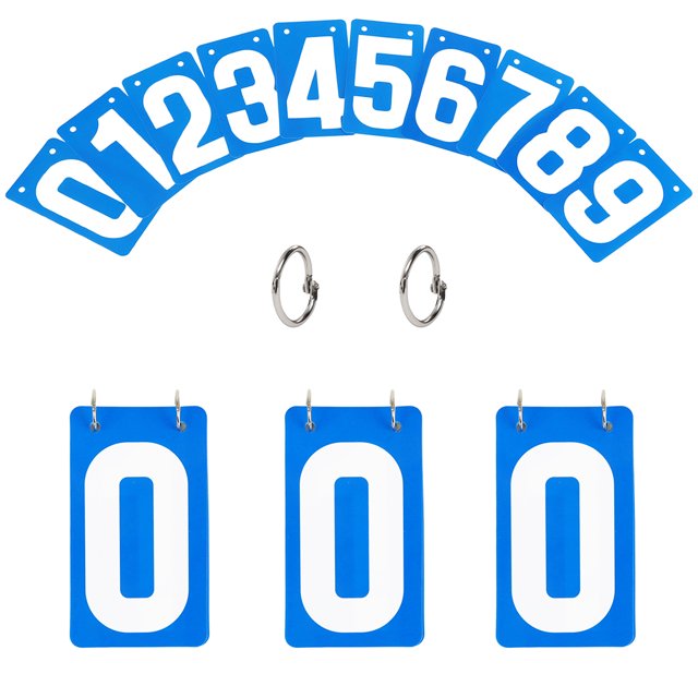GOGO 4 Sets Number Cards, PVC Portable 0-9 Flip Scorekeeper, 3-1/8" x 5-1/2" - Blue