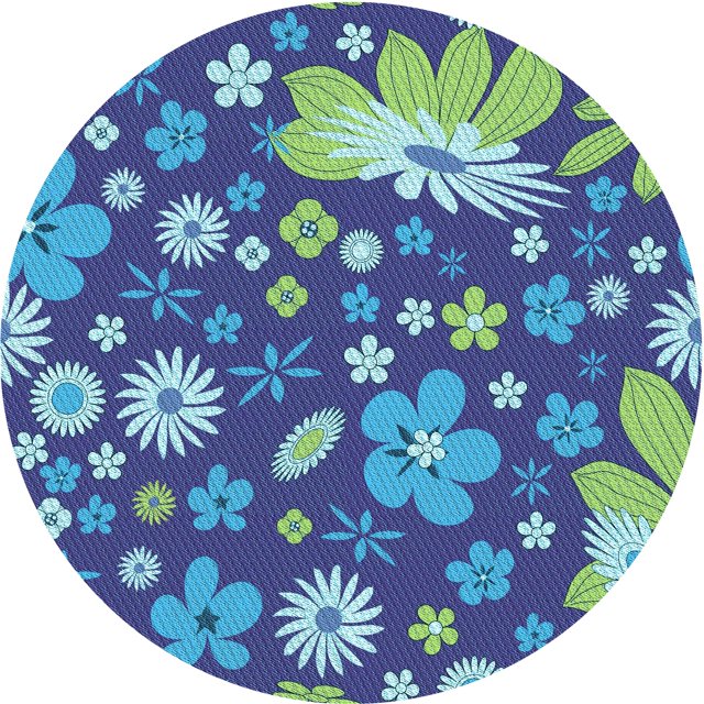Ahgly Tapis Rond Lavable en Machine Intérieur Transitionnel Bleu Saphir, 8 Pieds Rond