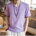 thumbnail image 2 of BOBOGOJP Vêtements de Travail pour Hommes Manches Courtes Col Rond Hauts Pull-Over Couleur Unie (Violet,3TG), 2 of 3