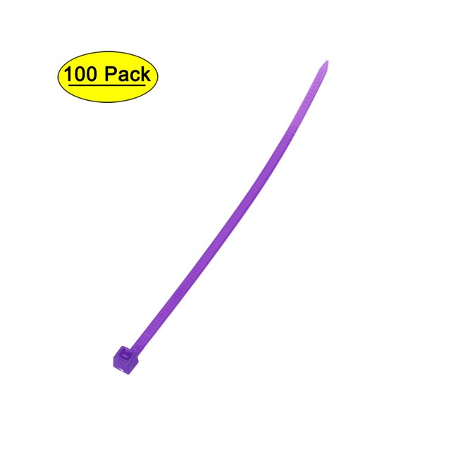 Unique Bargains Nylon Cable Ties 4-Inch Self-Locking Zip Ties 0.09-Inch Width Purple 100pcs