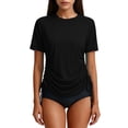 thumbnail image 2 of Neewe Women's Rash Guard UPF 50+ Ruched Swim Shirt Round Neck Short Sleeve Performance Top S-XXL, 2 of 8