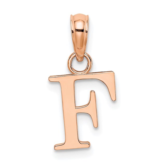 Diamond2Deal 14K Rose Gold Block Letter F Initial Pendant for Women