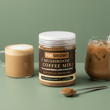 PureShrooms Focus & Think Instant Mushroom Coffee. FOCUS, MEMORY, MOOD, CREATIVITY - Vegan, Keto Friendly (Focus & Think, 70 Grams)