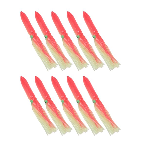 Leurre Calmar, 10 Pcs Leurre de Pêche Calmar Calmar Lumineux 30 cm Appât de Pêche en Silicone avec Hameçon