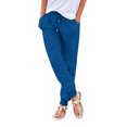 thumbnail image 2 of RKSTN Womns Pants Casual Drawstring Elastic Waist Cotton Linen Long Pants Lightweight Soft Workout Pants, 2 of 5