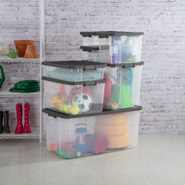 Sterilite 40 Qt Clear Plastic Under Bed Storage Tote and Latch Lid