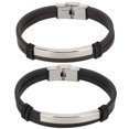 thumbnail image 1 of Stainless Steel PU Bracelet,2Pcs Bracelets Simple Hand‑Woven PU Bracelets Buckle Bangle Exceptional Craftsmanship, 1 of 5