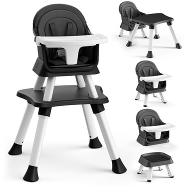 AILEEKISS 8 in 1 Baby High Chair, Toddler Dining Booster Seat for Eating, Black
