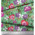thumbnail image 3 of Soimoi Green Poly Georgette Fabric Leaves & Floral Artistic Decor Fabric Printed Yard 52 Inch Wide, 3 of 5