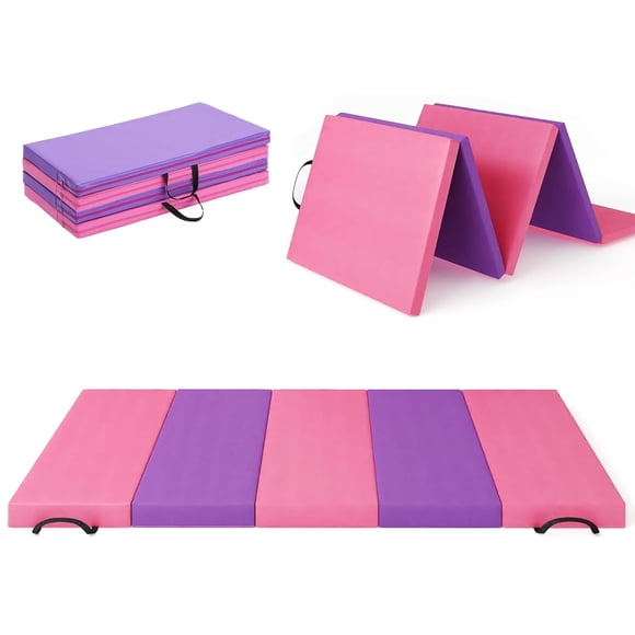 Tapis de Gymnastique, Tapis d'Exercice 6x2 Pi (Quadruple) / 6,2x2,6 Pi (Quintuple), Tapis de Gymnastique et de Tumbling, Coussin de Sol Épais et Portable pour Gym à la Maison pour Yoga, Pilates, Aérobic et Entraînement d'Arts Martiaux, Cadeaux pour Enfants