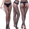thumbnail image 2 of Penkiiy Bas Résille pour Femmes Pantalons pour Femmes Leggings Aguichant en Maille Transparente Grande Taille Bas Résille Résille Collants Beiges, 2 of 3