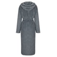 thumbnail image 2 of ShomPort Cable Knit Pajama Robes for Mens Fleece Solid Color Hooded Bathrobe with Pockets Fall Winter Warm Comfort Loungewear, 2 of 4