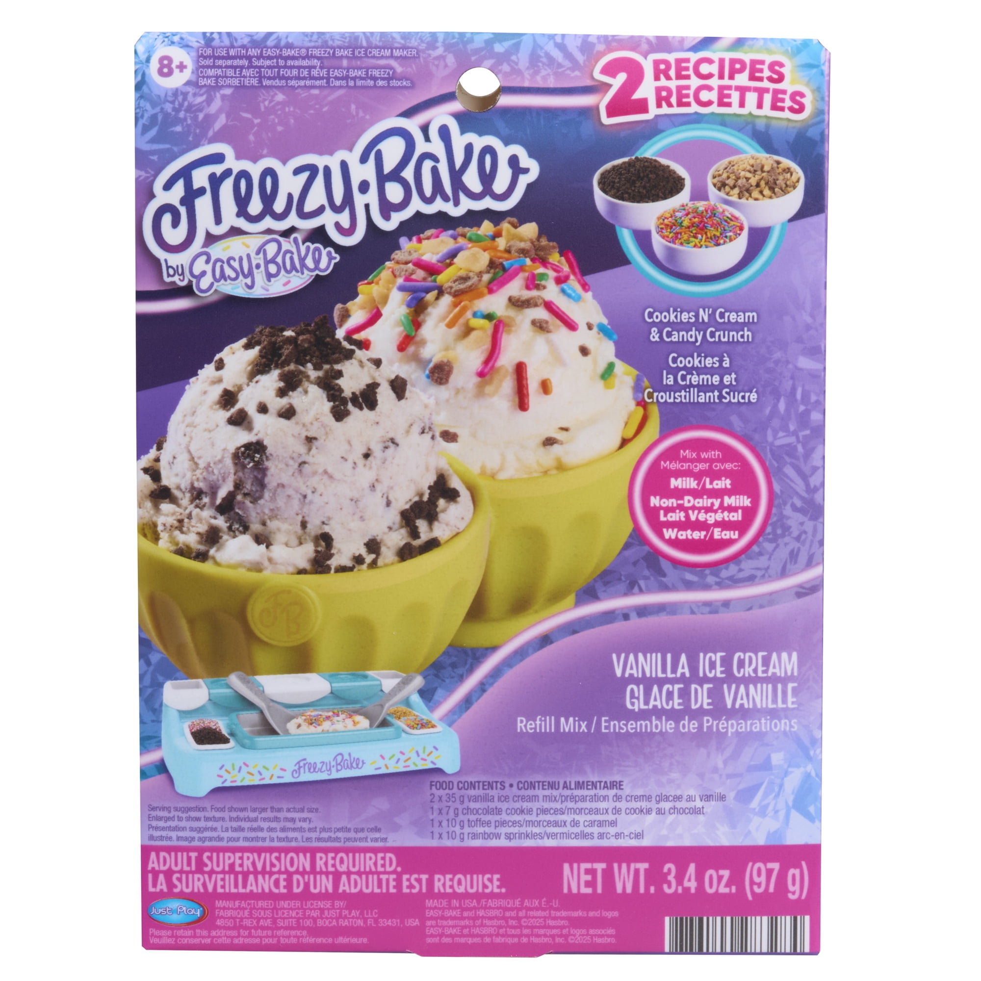 Freezy-Bake Vanilla Ice Cream Mix - Cookies 'N Cream and Candy