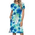 thumbnail image 1 of Fshaion Robe d'Été pour Femmes 2024 Grande Taille Décontractée Col Rond Bretelles Manches Courtes Imprimé Floral Robe Ample avec Poche Liquidation à Moins de 10!, 1 of 7