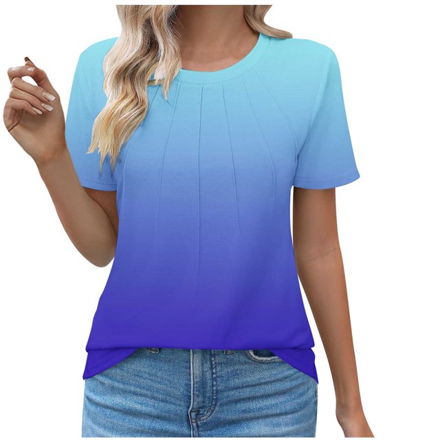 Blouses pour Femmes Col Rond Mode Décontractée Manches Courtes Printemps/été Haut