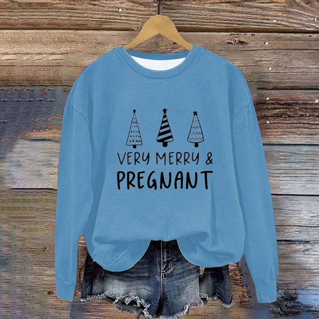 EGNMCR Chandail en Molleton de Noël pour Femmes Col Rond Imprimé Ample Chandail à Manches Longues Sans Capuche