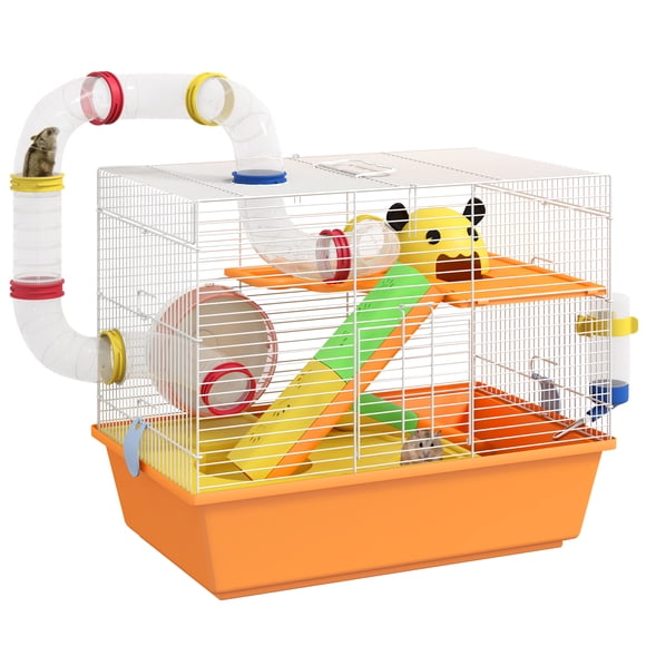 PawHut Cage pour Hamster Nain, Gerbille avec Tunnels, Bouteille d'Eau