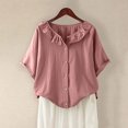 thumbnail image 2 of Blouses pour Femmes Décontractées à Col Rond Boutonnées T-Shirt Basique Confortable Détente Tendance Léger Été Vacances Chemise Douce 2025, 2 of 6
