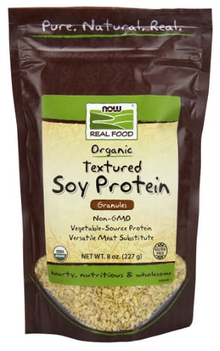 NOW Natural Foods, Organic Textured Soy Protein Granules, Non-GMO, Versatile, Vegetable-Sourced Protein, 8-Ounce (Packaging May Vary)