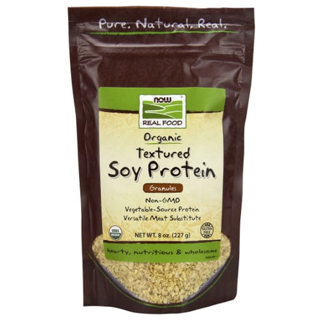 NOW Natural Foods, Organic Textured Soy Protein Granules, Non-GMO, Versatile, Vegetable-Sourced Protein, 8-Ounce (Packaging May Vary)