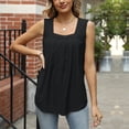 thumbnail image 2 of Dealovy Womens Eyelet Tank Tosps Summer Loose Square Neck Sleeveless Loose Beach Flowy Tunic Tops, 2 of 7