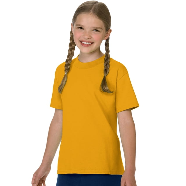 Hanes Authentic TAGLESS Kid`s Cotton T-Shirt, XL, Gold