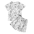 thumbnail image 1 of TIEVOSA Ensemble de Pyjama pour Filles Col Rond Doux Imprimé pour Vêtements de Détente Confortables pour Printemps Été 3-13 Ans, 1 of 7