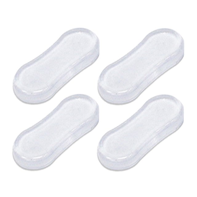 4Pc Bathroom Hardware Toilet Seat Bumpers Attachment Replacement Strong Adhesive. A set of four transparent silicone toilet seat bumpers designed to stabilize and protect toilet seats. Each bumper measures approximately 45x20x5mm (1.76x0.79x0.20 inches) and features strong adhesive backing for easy installation. Ideal for reducing noise, preventing scratches, and ensuring a stable toilet seat experience.