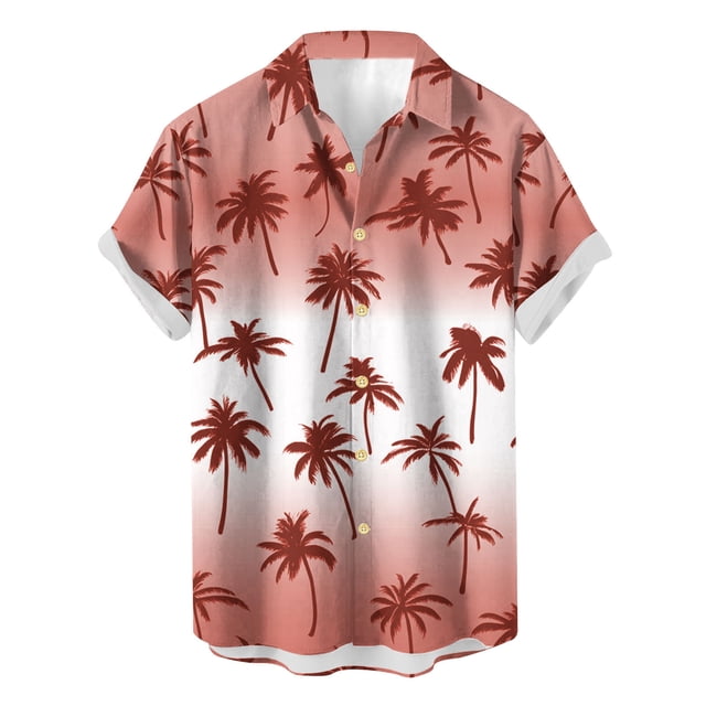 Weiqiqre Mens T-shirts Loose Fit, Floral Print Tropical Button Down Shirts