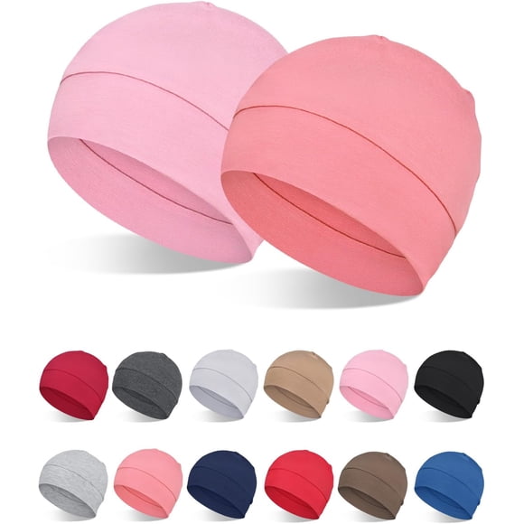 2Pcs/4Pcs Bamboo Viscose Beanies for Men Women Helmet Liner Lightweight Sleeping Cap for Chemo Hair Loss