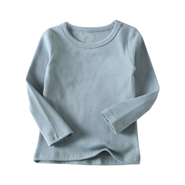 tarylea Baby Girl Clothes Crew Neck Undershirts Solid Color Long Sleeve Pullover Casual Loose Fall Basic Tops