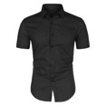 thumbnail image 1 of INSPIRE CHIC Men's Short Sleeves Polka Dots Button Down Shirt Black 38, 1 of 7