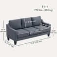 thumbnail image 3 of HOMCOM 3 Seater Sofa, Linen Fabric Couch with Pocket Spring, Charcoal Grey, 3 of 10