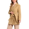 thumbnail image 4 of INSPIRE CHIC Manteau Trench Mi-Long pour Femme à Revers Cranté, Double Boutonnage, Ceinturé, 3TG, Kaki, 4 of 8