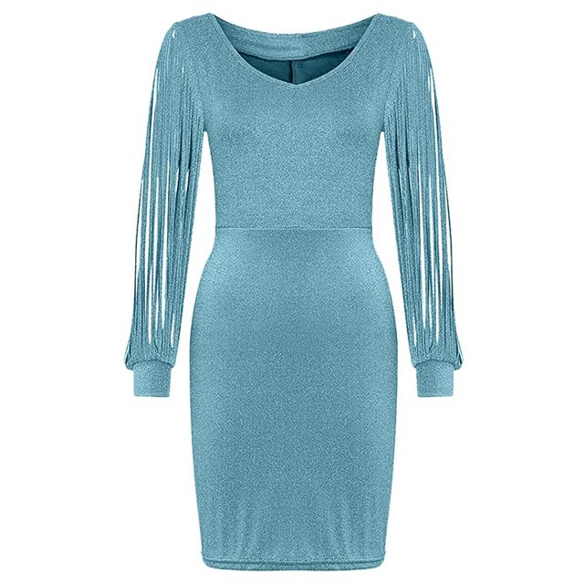 Robes Formelles pour Femmes Soirée Mode Femmes Robe Aguichant à Manches Longues Robes Formelles Col en V à Paillettes Robes de Fête de Bureau et Robes de Soirée Robe à Manches Longues pour Femmes Aguichant