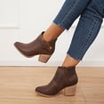 thumbnail image 4 of jovati Womens Leather Patchwork Thick Heel High Heel Zipper Pointed Snake Ankle Boots, 4 of 9