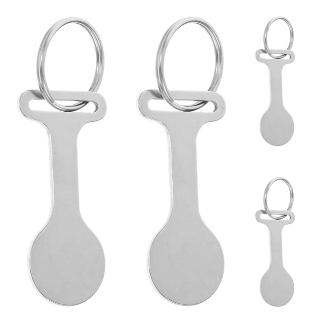 KAKOWELY quarter holders for coins 4pcs Stainless Steel Shopping Trolley Token Metal Coin Holder Key Chain Diy Shopping Cart Token Keychain Key Rings For Convenient Portable
