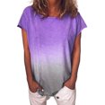 thumbnail image 1 of MAWCLOS Ladies Tops Gradient Color Tee Short Sleeve T Shirt Casual Summer Crew Neck Tunic Purple S, 1 of 2