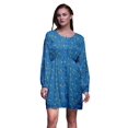 thumbnail image 1 of Bimba Robe Midi à Manches Longues pour Femmes, Coupe Décontractée, Imprimé Baies Bleues et Oiseaux Flowerpecker, Taille Moyenne, 1 of 7