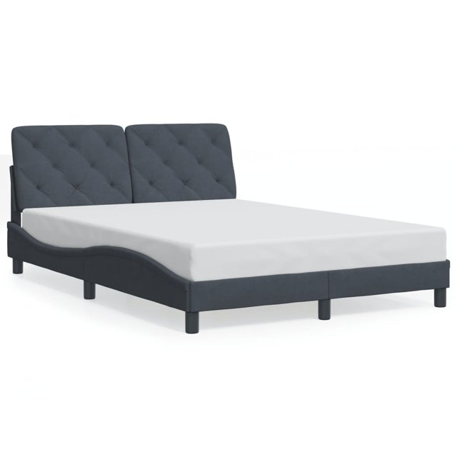 vidaXL Bed Frame with Headboard Dark Grey 137x190 cm Velvet