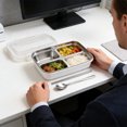 thumbnail image 3 of Boîte à Bento Compartimentée en Acier Inoxydable - Récipient Alimentaire Hermétique, Préparation des Repas Sécurisée et sans Fuite,, Blanc, JKODE, 3 of 8