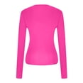 thumbnail image 4 of Dealovy Womens Long Sleeve Shirts Crew Neck Basic Crop Tops Slim Fitted Solid Color Going out Tops, 4 of 5