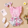 thumbnail image 4 of LSLJS Toddler Baby Girl Summer Letter Flying Rompe Sleeve +Printed Pants+Headband Suit, Baby Romper, 4 of 9